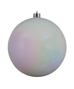 stor julekugle i plastik diameter 20 centimeter blank hvid overflade