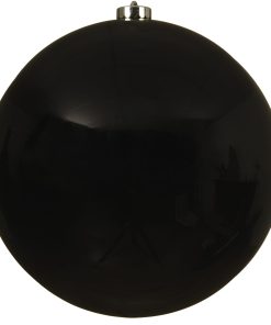 stor blank plastik julekugle diameter 20 centimeter i sort