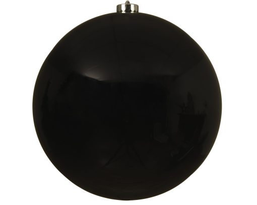 stor blank plastik julekugle diameter 20 centimeter i sort