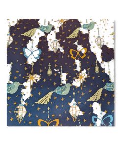 gavepapir i blå med fugle