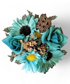 Lichterkranz Ringelblume TÜRKIS gefärbt. 10 cm. Für Kerzen