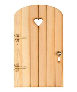 Wichteltür aus Holz mit Griff und Herz. 7 x 12 cm.