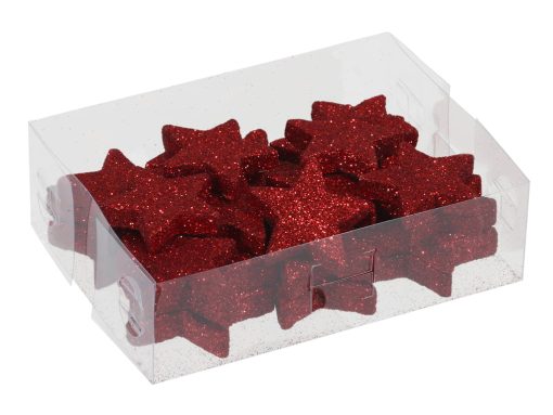 24 styk flamingo stjerner med glitter i rød 4 x 5 centimeter