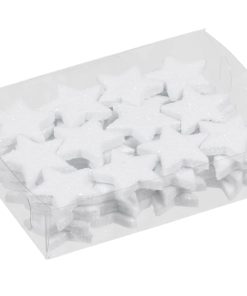 48 styk flamingo mini stjerner med glitter i hvid 2,5 centimeter
