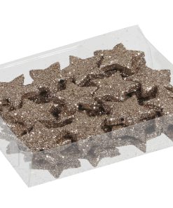 48 styk flamingo mini stjerner med glitter i champagne 2,5 centimeter