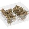 36 styk plastik 3d mini stjerner med glitter på nål i guld 3 centimeter