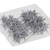 36 styk plastik 3d mini stjerner med glitter på nål i sølv 3 centimeter