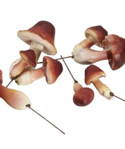 kunstige brune svampe på tråd til dekorationer 24 styk i æske