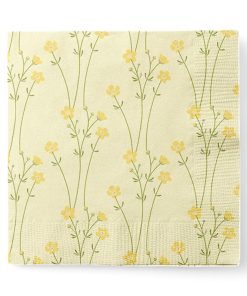 Servietter lysegule med smørblomster. 20 stk.