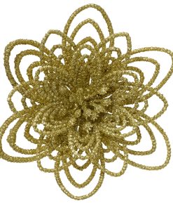 Alternative view of Glitzerblume in GOLD mit Glimmer. Durchm. 11 cm. 3 Stk.
