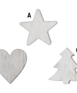 Trevare, hjerte i hvit. 2,5 cm. 48 stk.