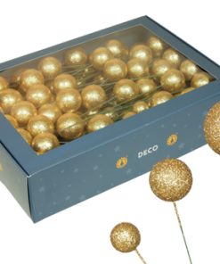 Glitterkuler på wire. Forskjellig diameter. GULL 100 stk.