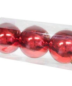 Weihnachtskugeln aus rotem, glänzendem Kunststoff. 3 Stück. Ø120 für den Weihnachtsbaum.