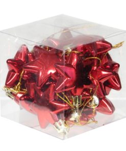 16 styk stjerner til juletræ i rød blank plastik diameter 5 centimeter