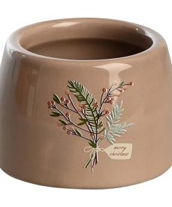 ø5 porcelæns lysestage i brun til stearinlys og kalenderlys