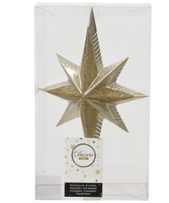 topstjerne perloemor plastik med glitter julepynt til juletræ