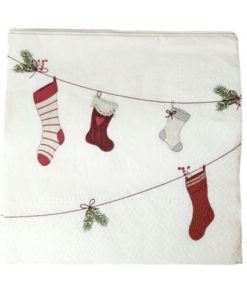 hvide servietter med julesokker fsc mærket