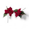 kunstig julestjerne blomst rød med stilk til juledekorationer