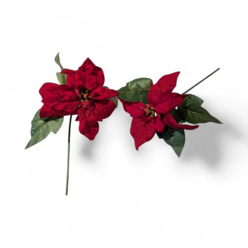 kunstig julestjerne blomst rød med stilk til juledekorationer