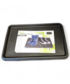 Skobakke 60 x 40 cm. Svart med mønster og kant