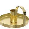 Kerzenhalter für Stabkerzen 2,2 cm. Runde GOLD Metallhalterung. Durchmesser 10 cm.