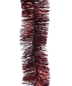 Tykk MØRKERØD lametta girlander juleranke 270 cm.