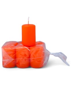 lille orange farvet stearinlys 4 x 6 centimeter i pose med 6 styk