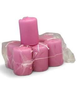 lille pink cerise farvet stearinlys 4 x 6 centimeter i pose med 6 styk