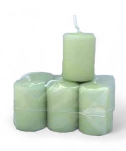 KUVERTLYS støvgrønn små kubbelys str. 4 x 6 cm. 6 stk.