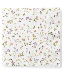 Lunsjservietter, hvite med små blomster. 20 stk.
