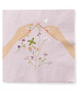 20 styk lyserøde servietter med strik og blomster