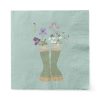 Mittagessenservietten, grüne mit Stiefeln mit Blumen. 20 Stk.