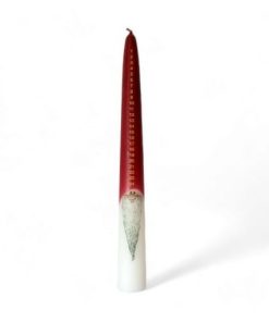 Kalenderlys - Hvit/rød NISSE-kjeglelys 39 cm. m/gull tall