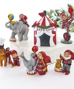 Babynisser i Baby sirkus, 6 stk. i sett. Telt, elefant, hest, sjøløve, løve, og artist.