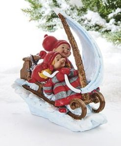 Babynissen auf Schlitten mit Segel. 13 x 14 x 8 cm. Für Weihnachtslandschaft