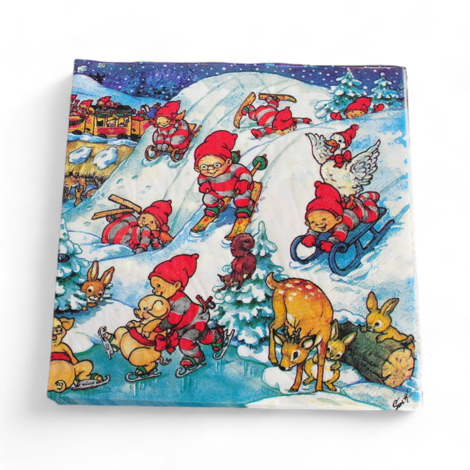 Weihnachtsservietten mit Babynissen von Pobra. 20 Stk.