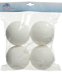 Künstliche Schneebälle Ø10 cm. WEIßE für Wichtellandschaft und Weihnachtsschmuck, 4 Stk.