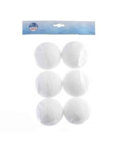 Kunstige snøballer Ø8 cm. hvite til nisselandskap og julepynt, 6 stk.