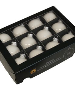 12 styk glas julekugler i hvid opal blank ø57 til juletræ