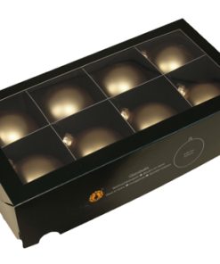 8 styk matte glas julekugler i guld ø80 til juletræ