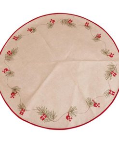 juletræstæppe af polyester med print af dansk jul diameter 1 meter
