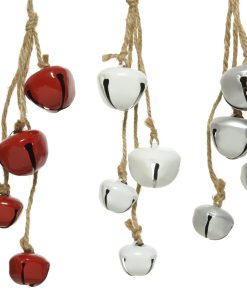 ROTE Glocken aus Eisen. 4 Stück pro Bündel mit Juteschnur zum Aufhängen. Zwei Größen