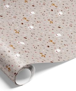 brunt julegavepapir med jule clipart motiv på 5 meter x 70 centimeter