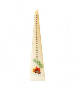 Kalenderlys pyramideformet hvit. Nissepar. 25 cm. 100% stearin