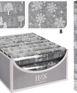 Tischläufer 28 x 250 cm. Grau mit Bäumen aus Polyester