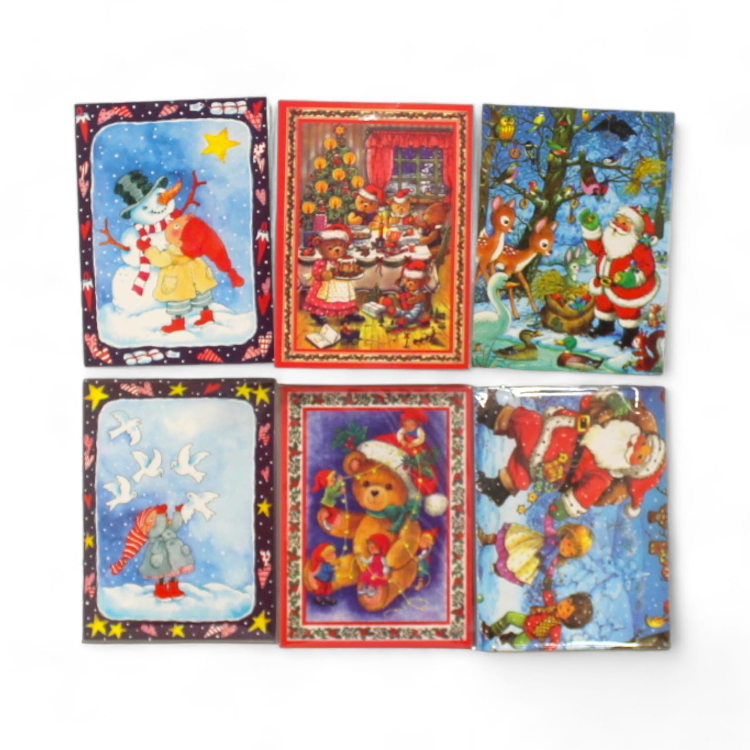 Weihnachtskarten mit Weihnachtsmann und Wichteln, 10 Stück. Einzelne Weihnachtskarten, nostalgisch.