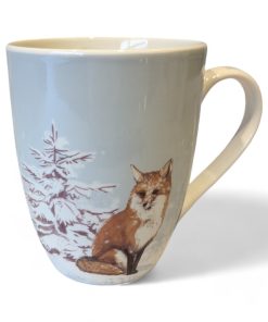 Kopp i HVIT porselen med rev i vinterhvit skog. 35 cl.