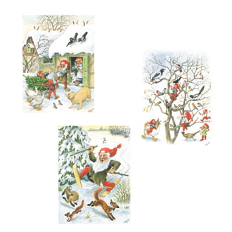 Weihnachtskarten, einige mit Vilhelm Hansen Wichteln und Schnee. 6 Stk.