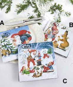 Vilhelm Hansen servietter, lunsj juleservietter, 20 stk. Med Nisseole og hare