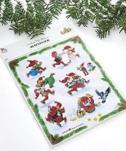 Vinyl-Wichtel-Klebebogen, Vilhelm Hansen Wichtel auf Schlittschuhen – Fensterdekoration für Weihnachten